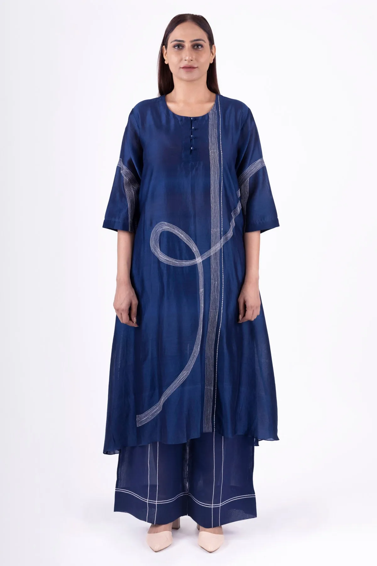 Pantone Blue Flared Kurta Set