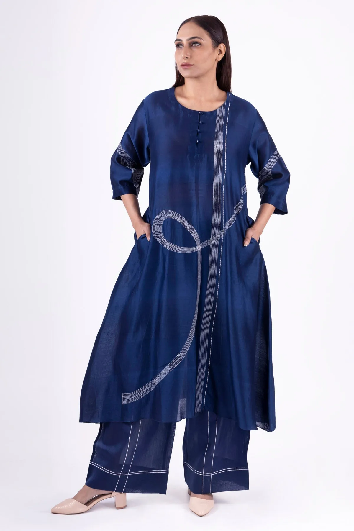 Pantone Blue Flared Kurta Set
