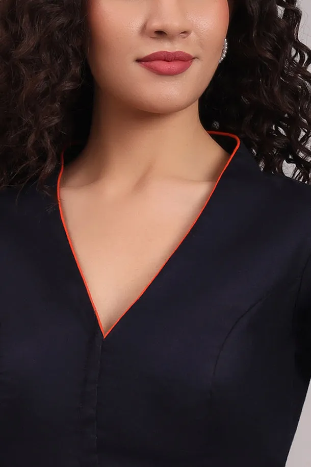 Parthsarthi Embroidered Cotton Blouse – Black