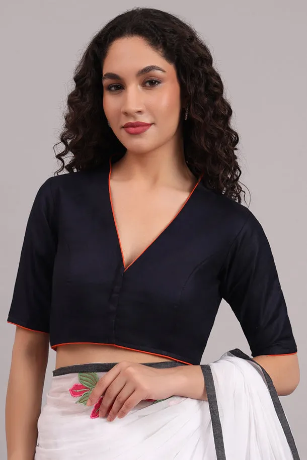 Parthsarthi Embroidered Cotton Blouse – Black