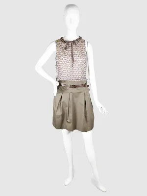 Patterned Belted 2-Piece Set - Size S