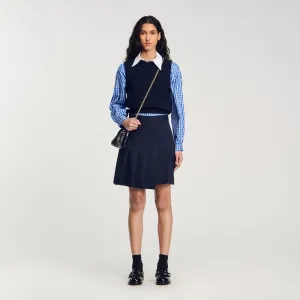 Pavela Short Asymmetrical Pleated Skirt Navy Blue