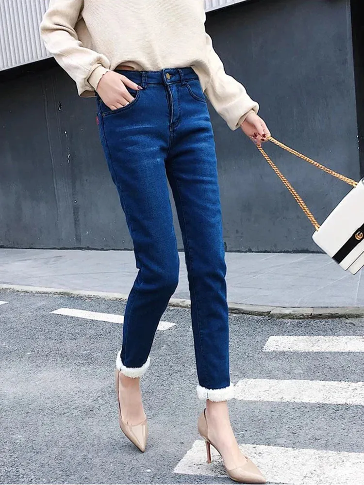 Peach - Warme Winter-Skinny-Jeans