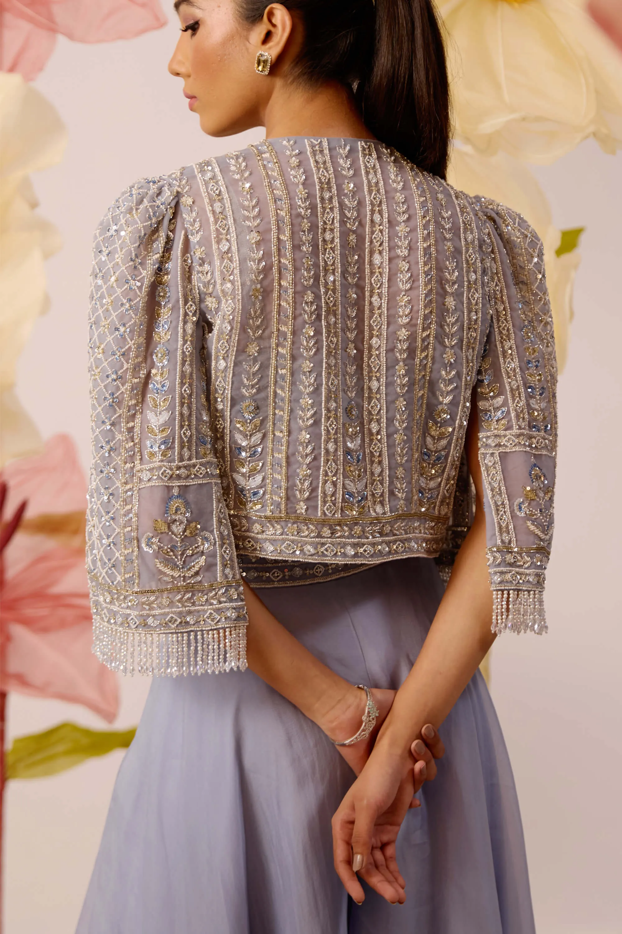 Petunia blue flared pants and jacket set
