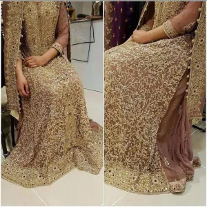 Pink silver heavy lahnga set with long shirt Model#B 158