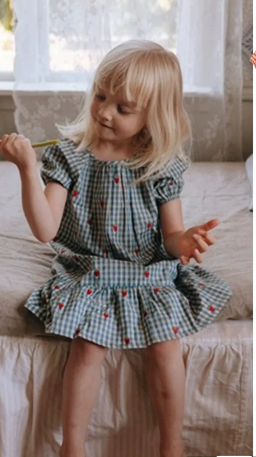 Plaid with Strawberry Pattern Dress