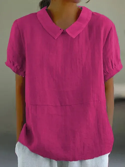 Plain cotton and linen top