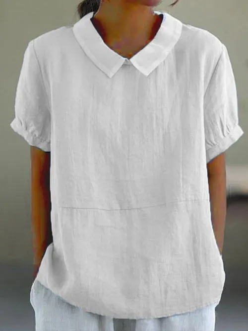 Plain cotton and linen top