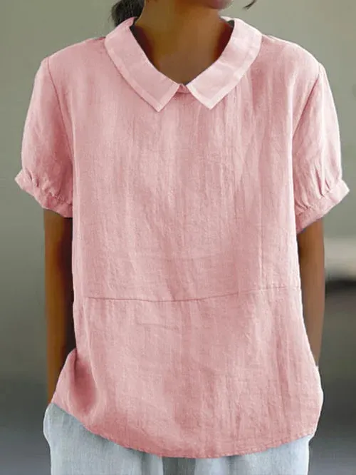 Plain cotton and linen top