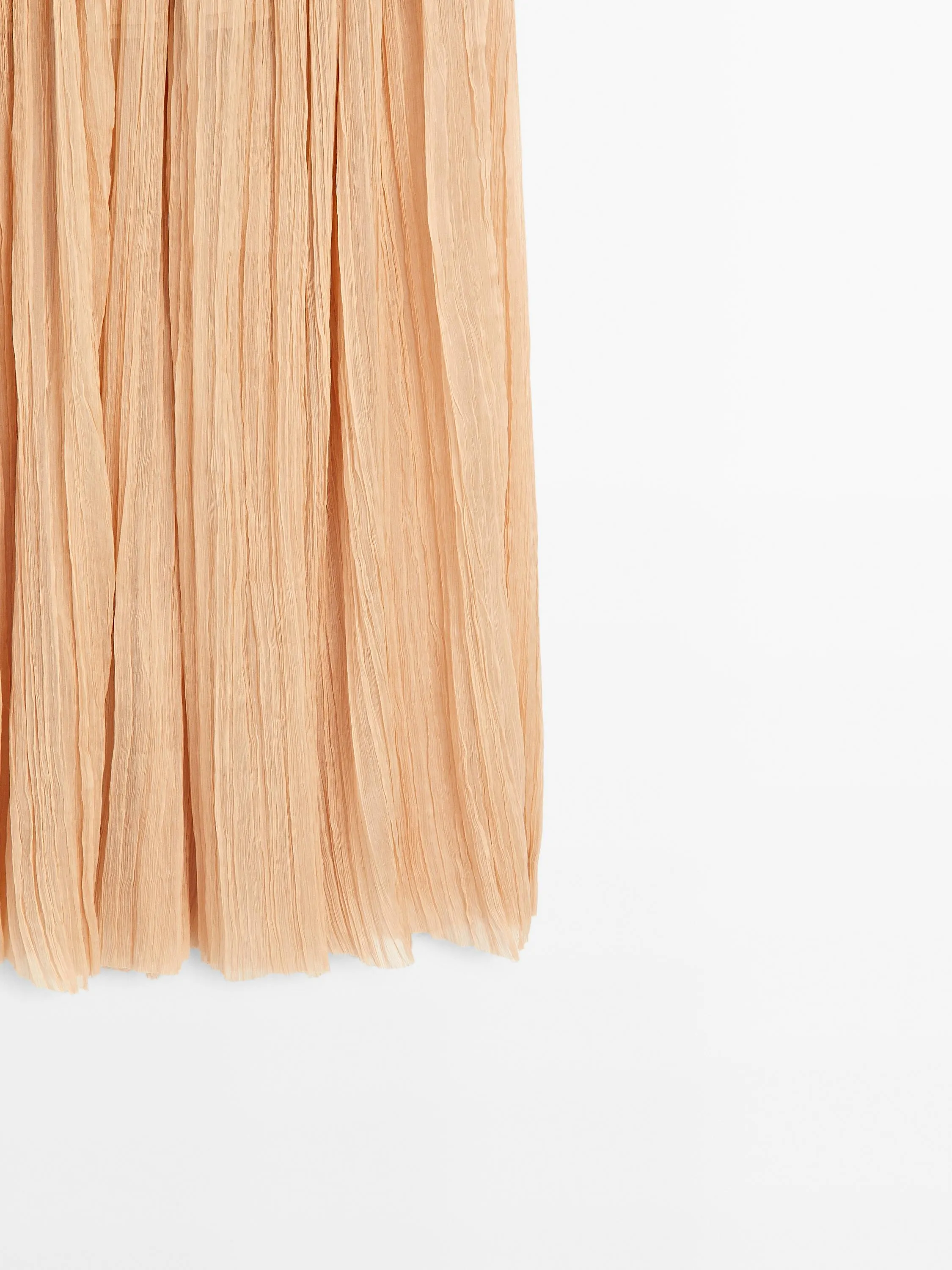 Pleated 100% silk midi skirt