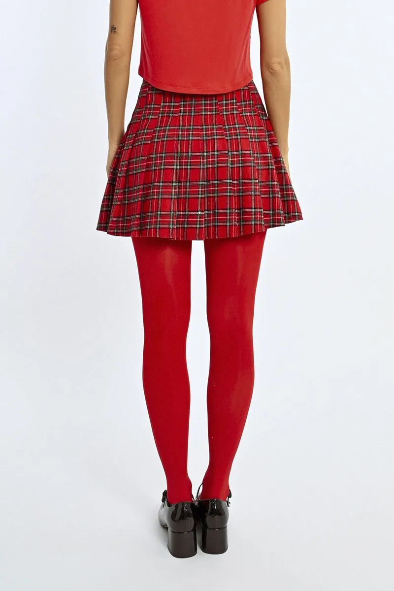 PLEATED CHECKED MINI SKIRT