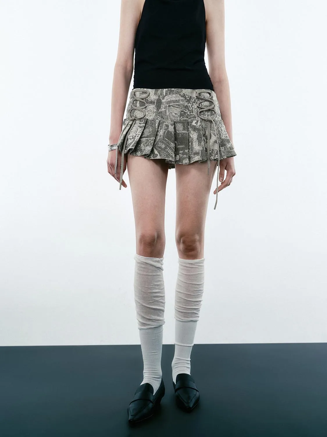 Pleated Denim Skirts