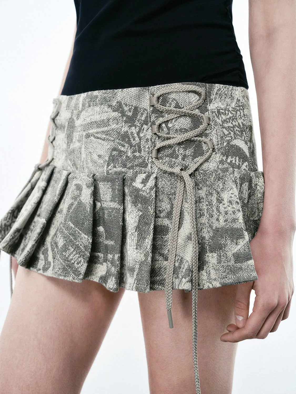 Pleated Denim Skirts