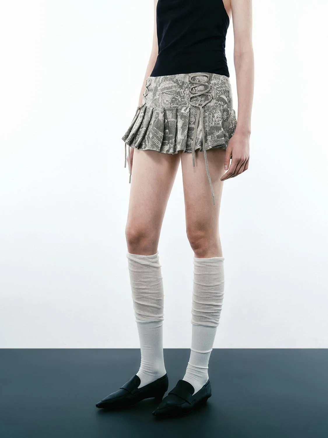 Pleated Denim Skirts