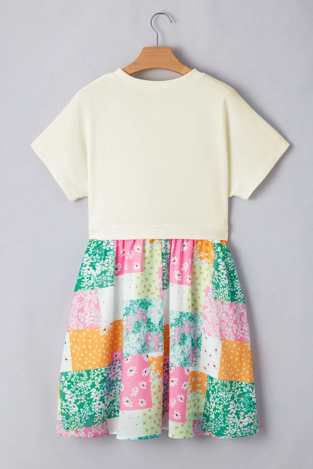 Pleated Floral Spring Loose Mini Dress