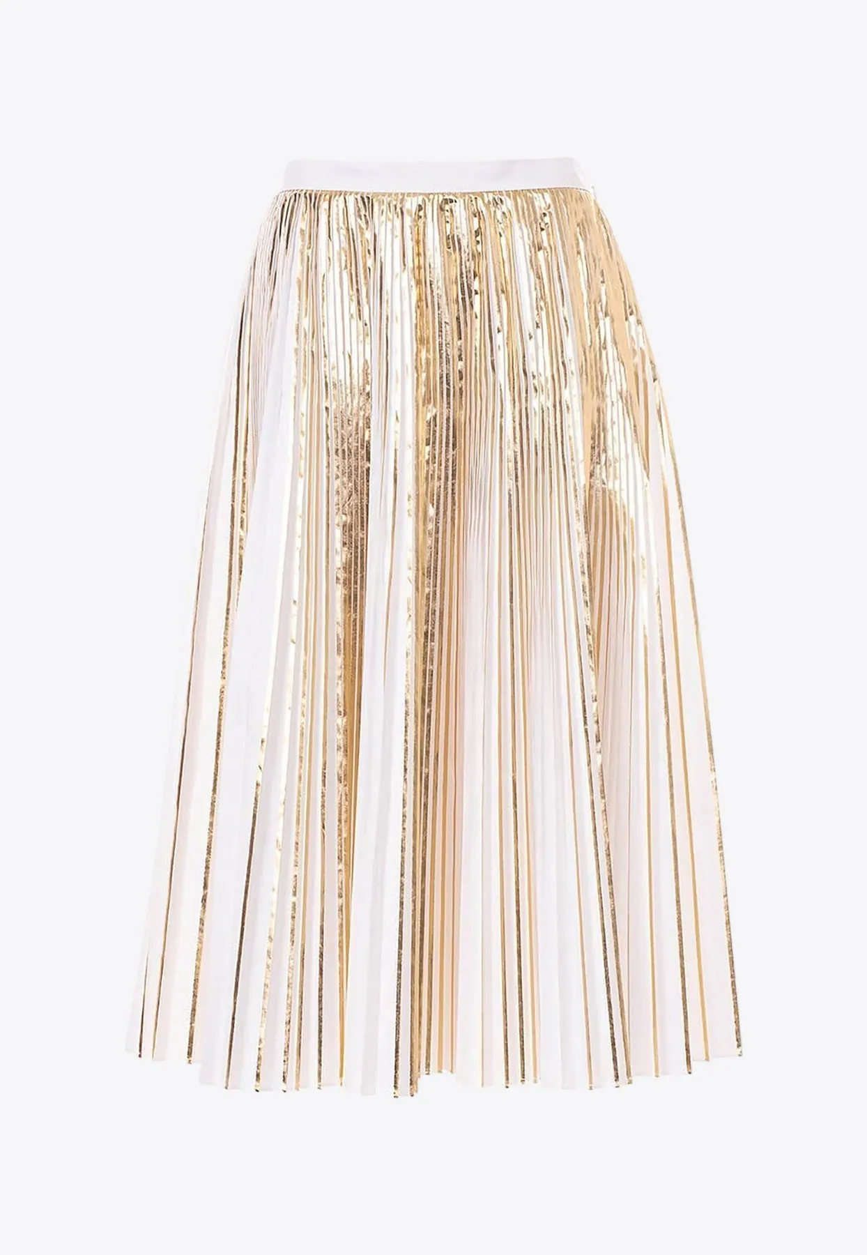 Pleated Metallic Midi Skirt