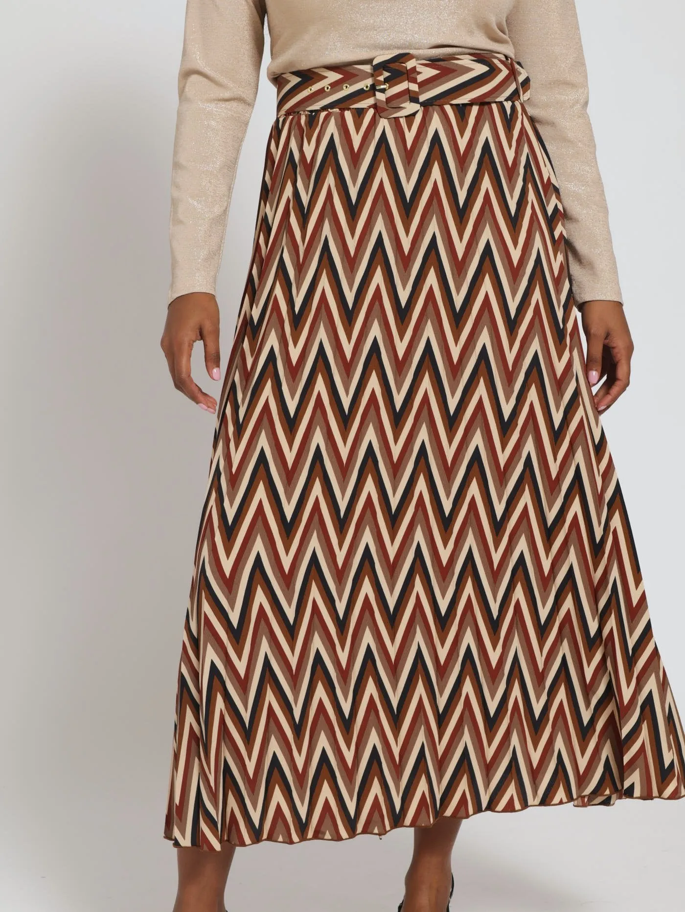 Pleated Midi Skirt - Mustard