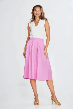Pleated Midi Skirt With Pockets