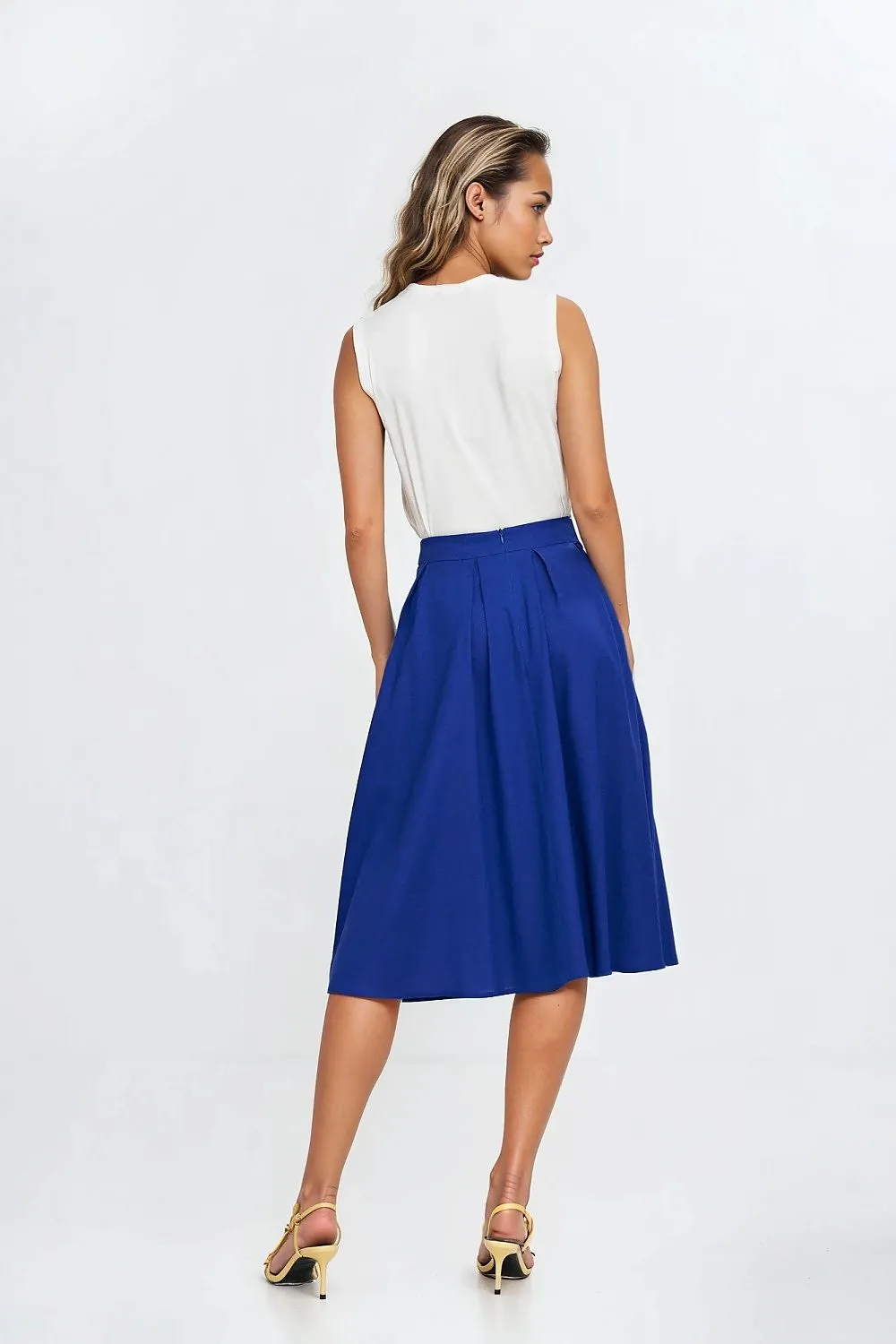 Pleated Midi Skirt With Pockets