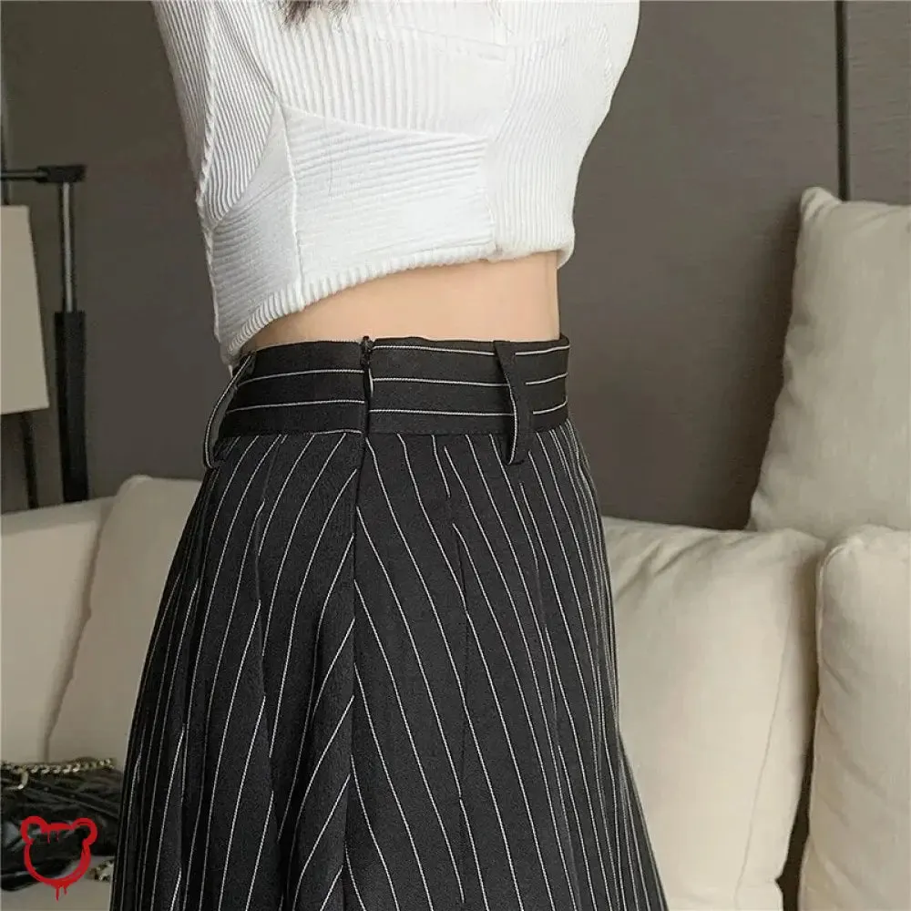 Pleated Pinstripe Mini Skirt