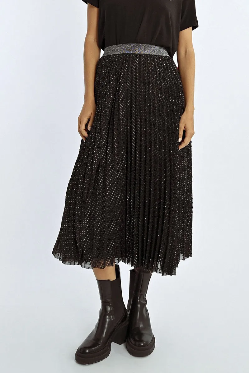 PLEATED PLUMETIS SKIRT