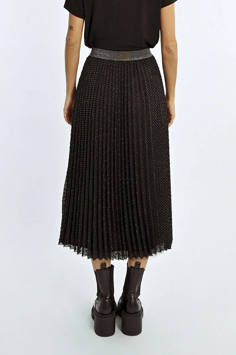 PLEATED PLUMETIS SKIRT