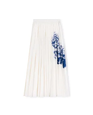 Pleated Printed Detailed Midi Skirt