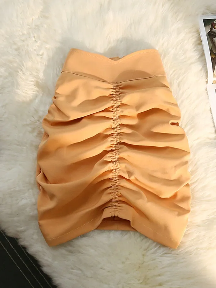 Pleated Skirts Women Casual Fashion Zipper Clothing Skirt