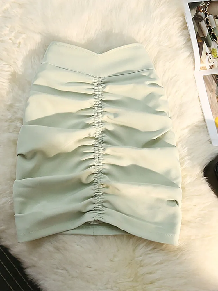 Pleated Skirts Women Casual Fashion Zipper Clothing Skirt