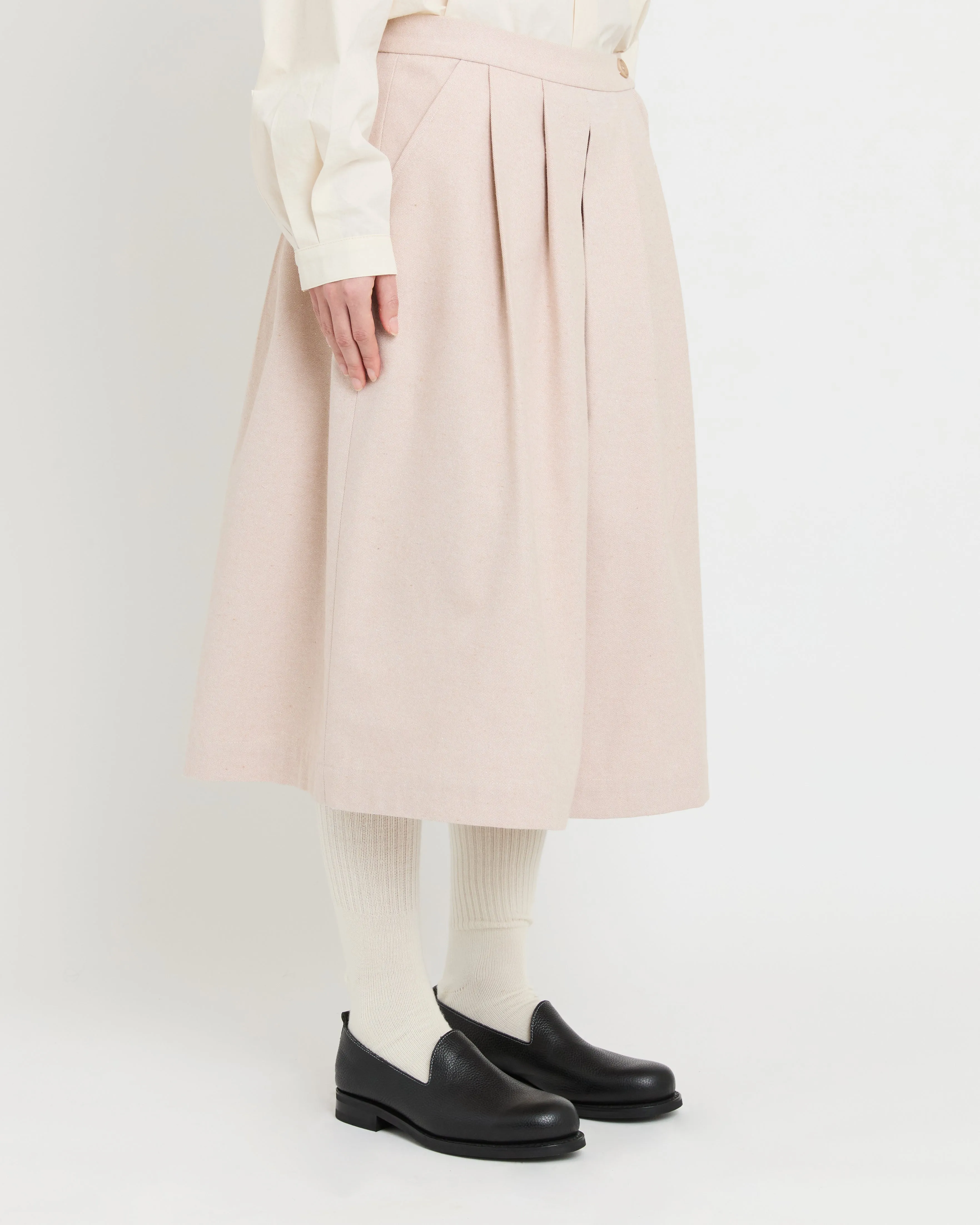 Pleated Skort, Light Orange / Natural