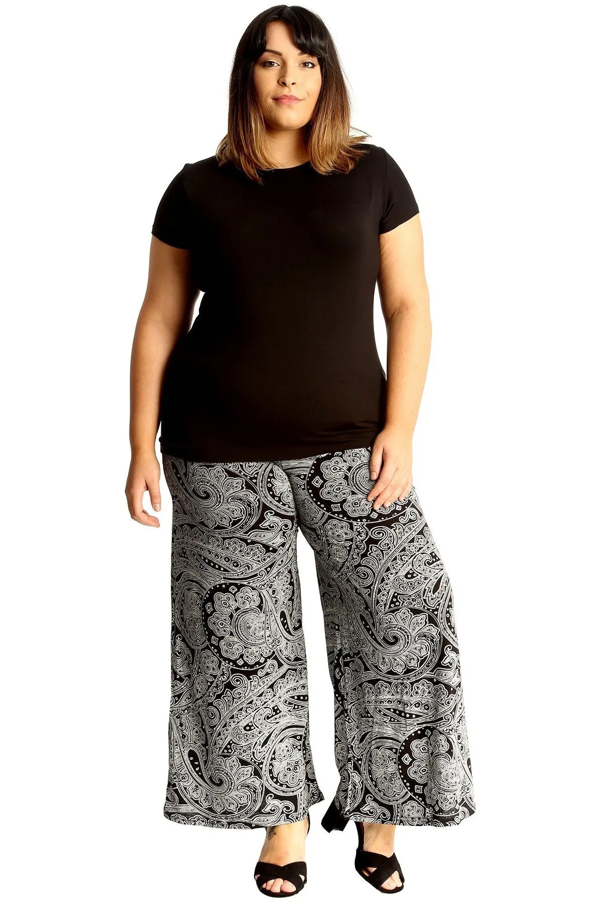 Plus Size Big Paisley Print Palazzo Trouser