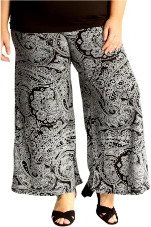 Plus Size Big Paisley Print Palazzo Trouser