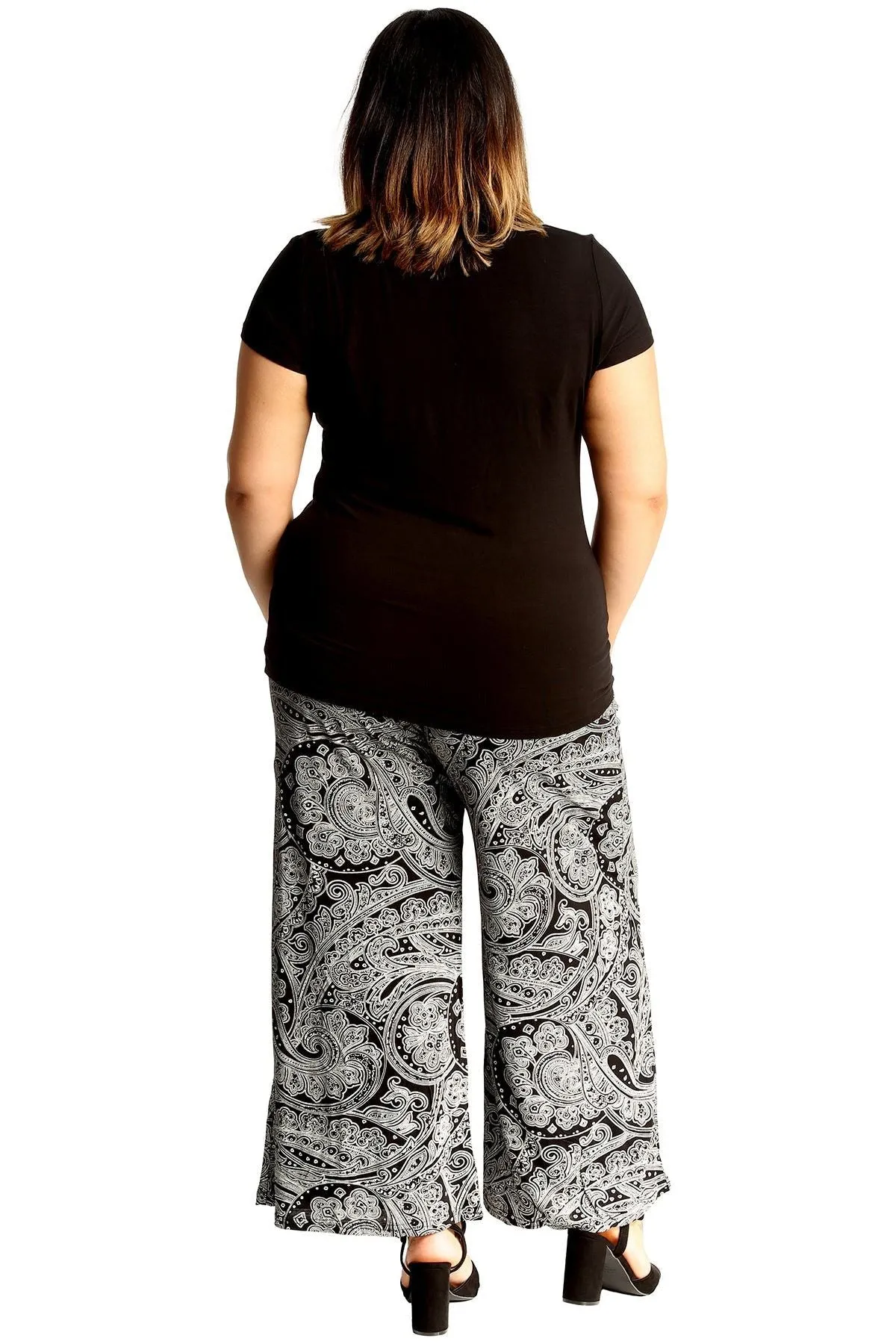 Plus Size Big Paisley Print Palazzo Trouser