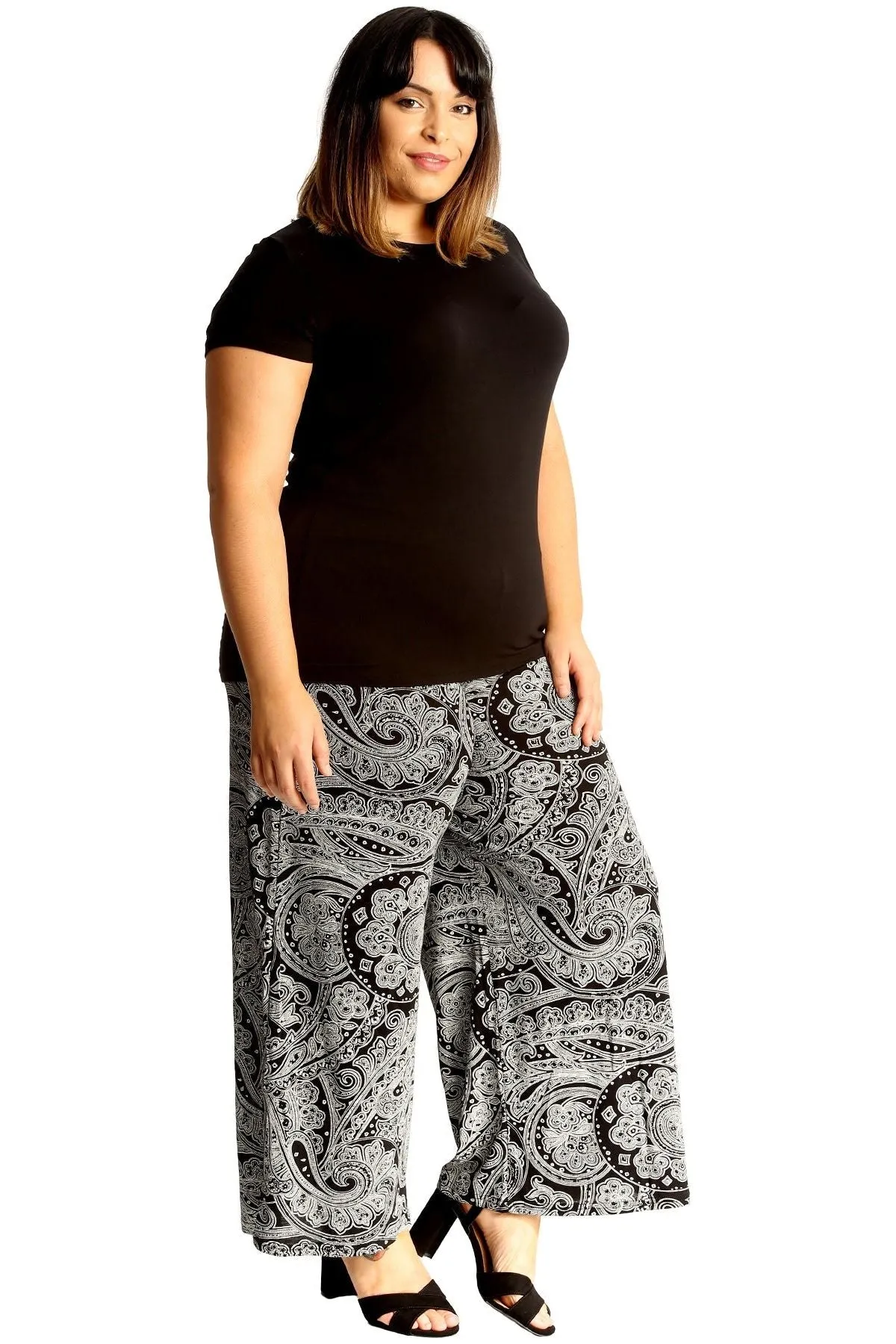 Plus Size Big Paisley Print Palazzo Trouser