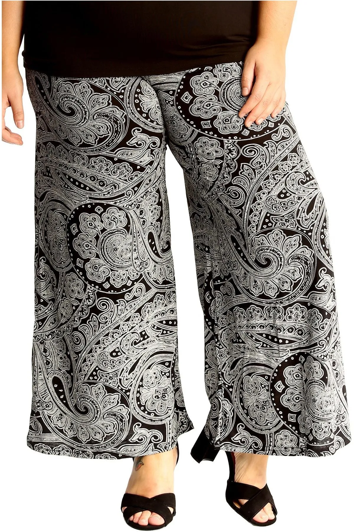 Plus Size Big Paisley Print Palazzo Trouser