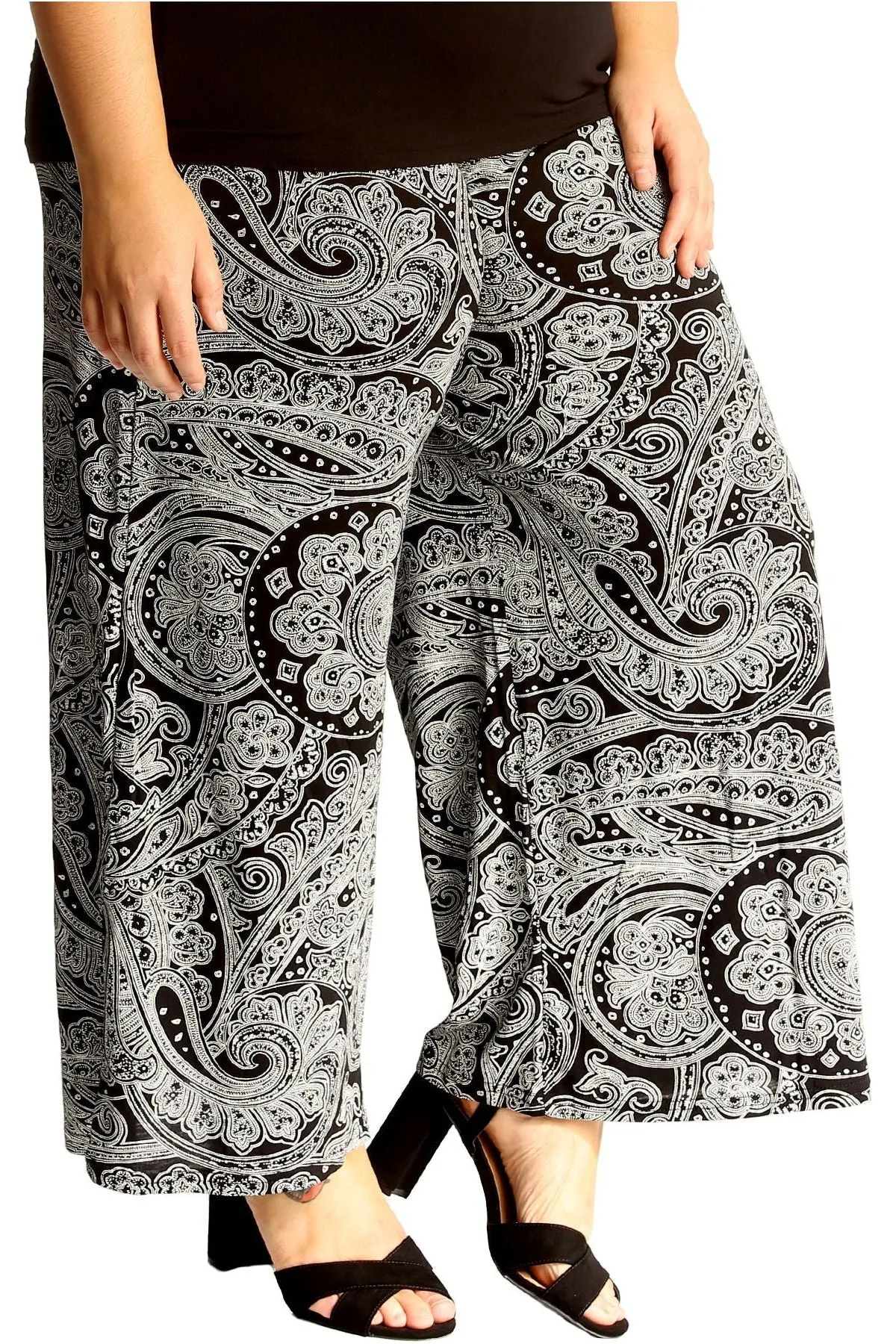 Plus Size Big Paisley Print Palazzo Trouser