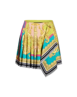Poli Stampa Twill Pleated Heritage Mini Skirt
