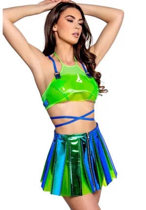 Poseidon Green Holographic Vinyl Skirt