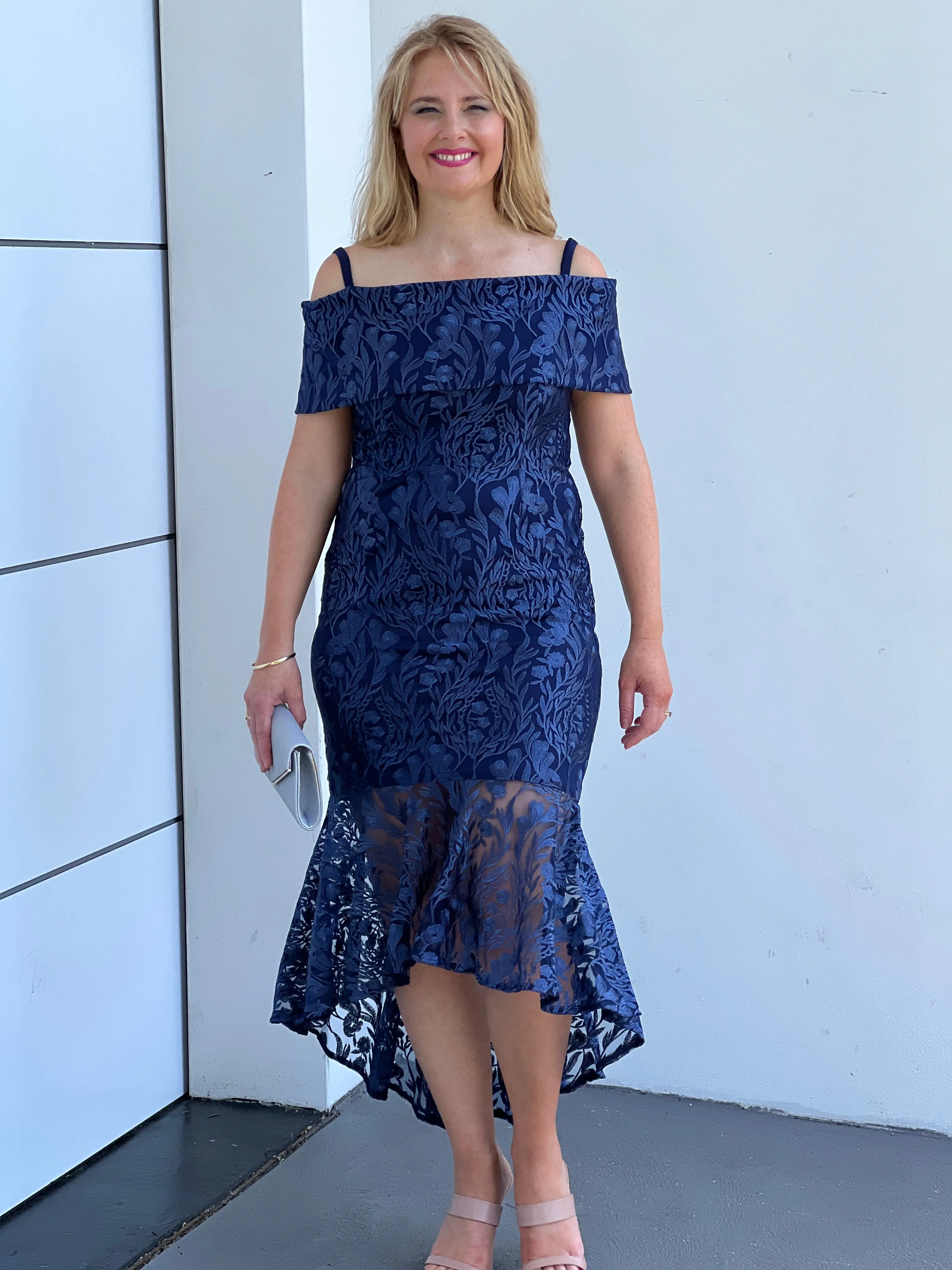 Prague Navy Embroidered Gown