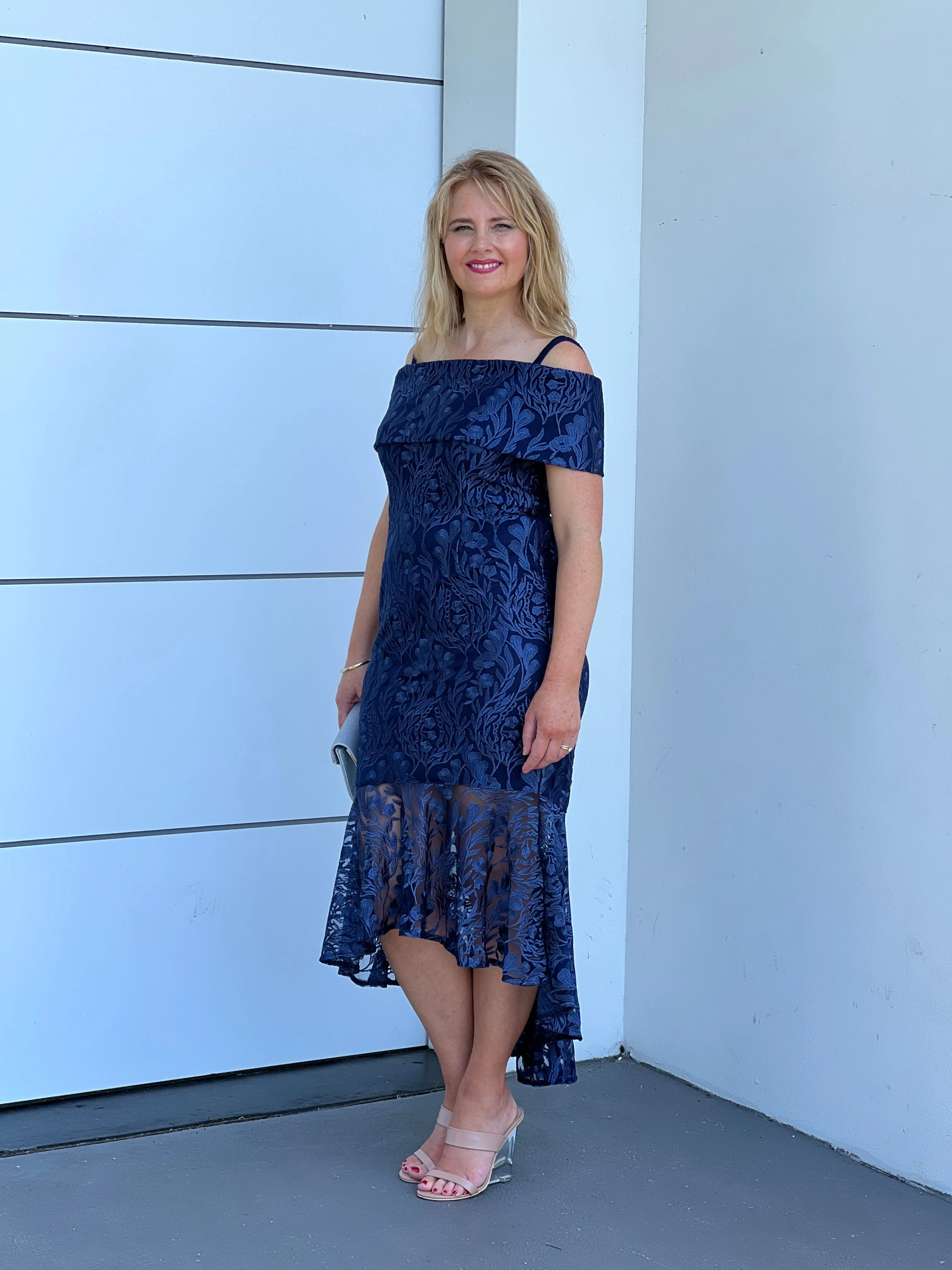 Prague Navy Embroidered Gown