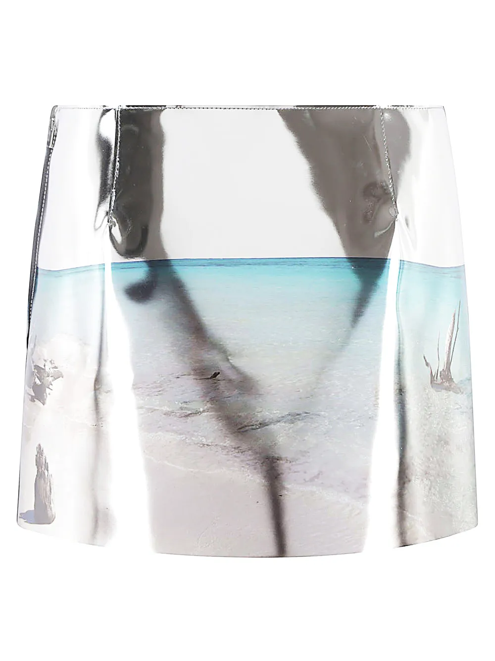 Printed leather mini skirt