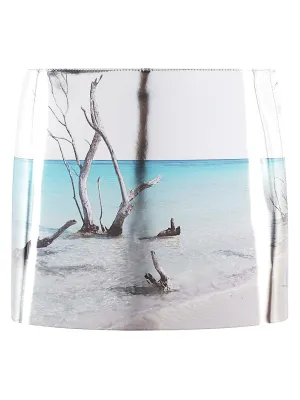 Printed leather mini skirt
