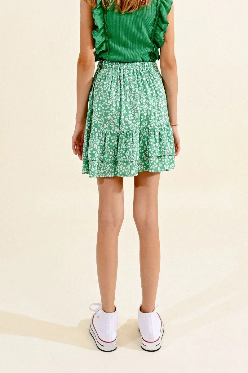 PRINTED RUFFLED SKIRT