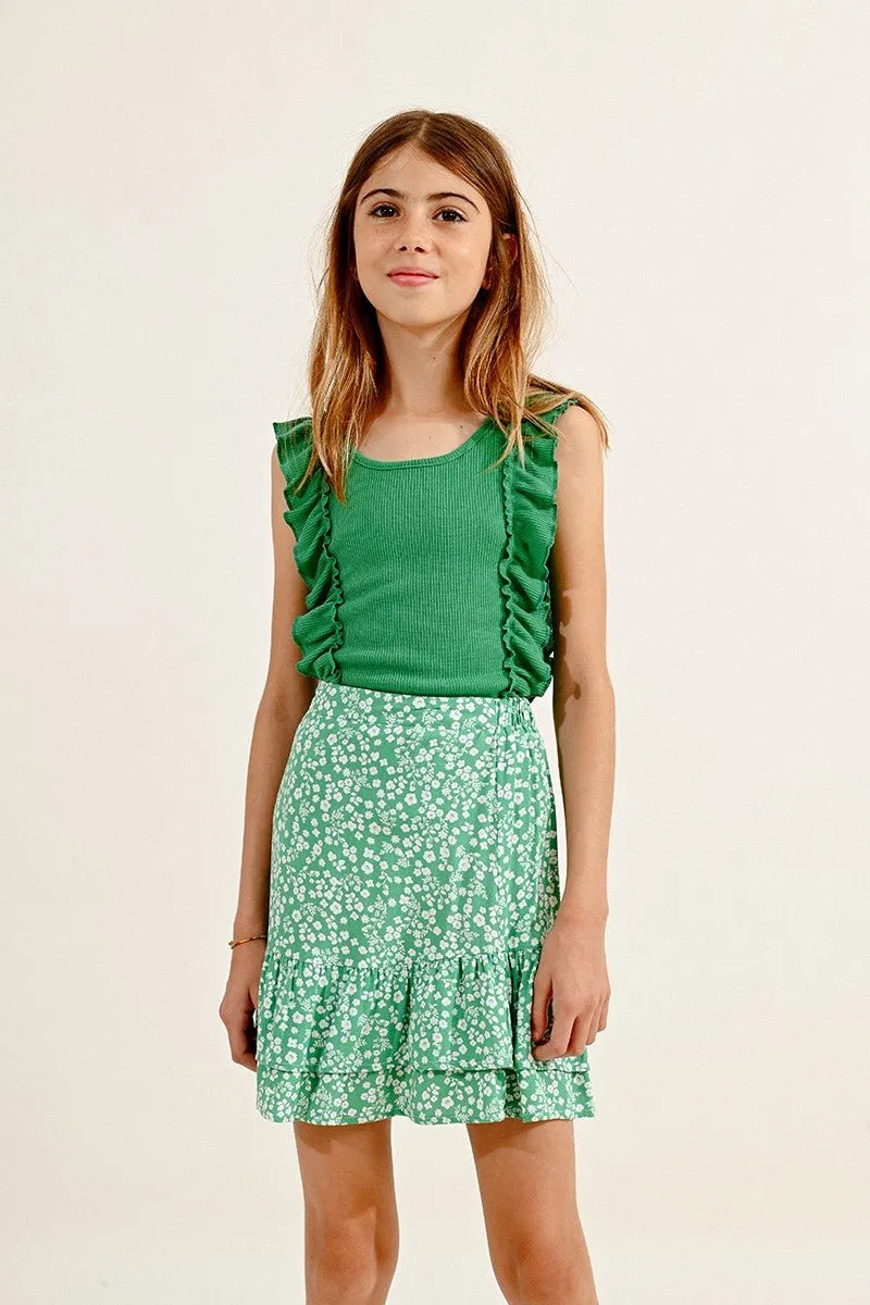 PRINTED RUFFLED SKIRT