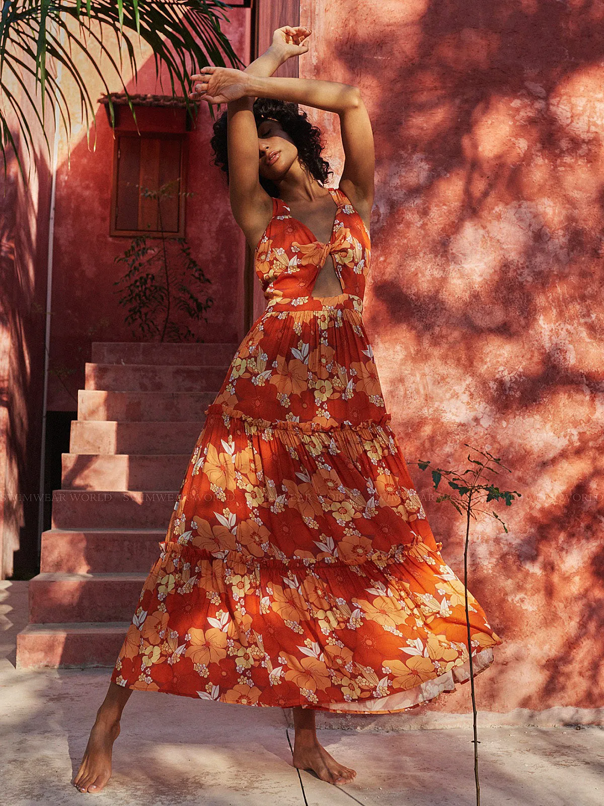 Printed Twist Maxi Dress ::RET