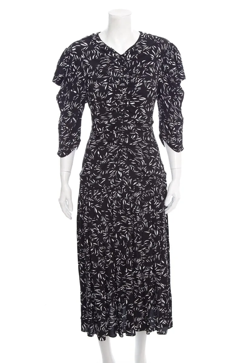 Proenza Schouler Black and White Printed Long Sleeve Maxi Dress SZ 8