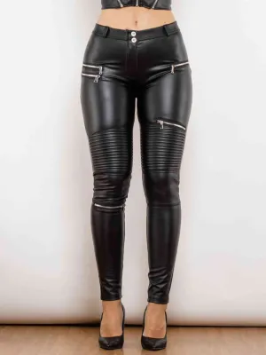 PU Zip Detail Skinny Pants