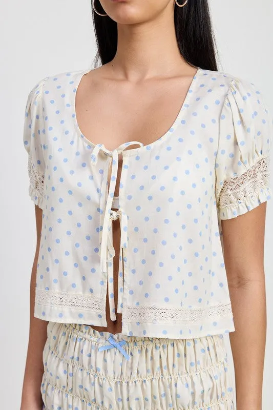 PUFF SLEEVE TIE FRONT TOP
