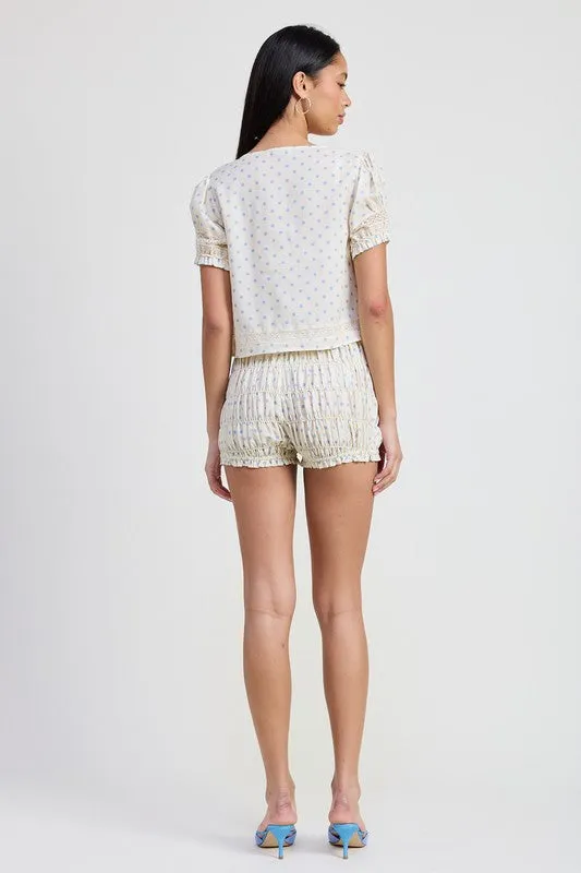 PUFF SLEEVE TIE FRONT TOP