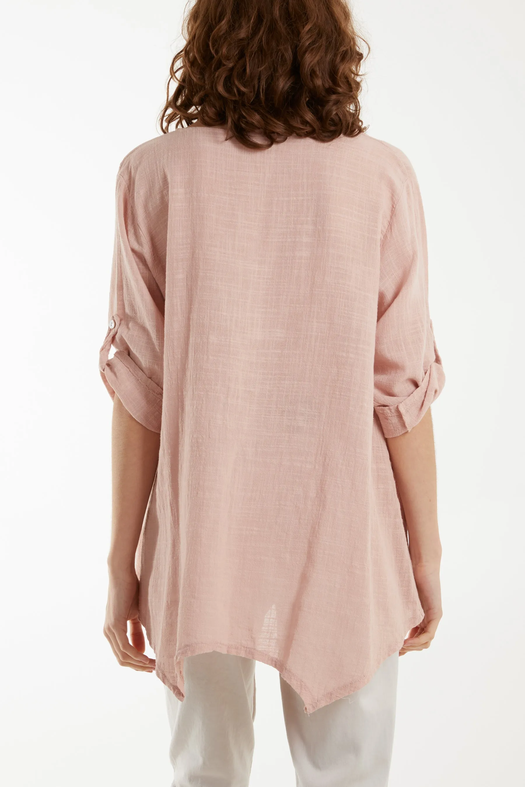 Pure Cotton Asymmetric Hem Pocket Top